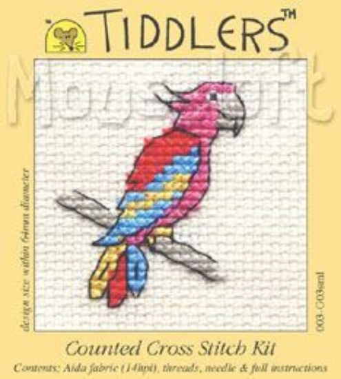 Picture of Mouseloft "Red Parrot" Tiddlers Cross Stitch Kit