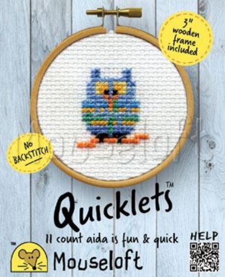 Picture of Mouseloft "Blue Owl" Quicklets Cross Stitch Kit