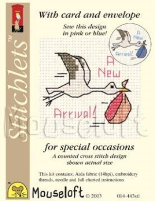 Picture of Mouseloft "Stork" Card Occasions Stitchlets Cross Stitch Kit With Card