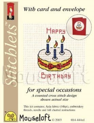 Picture of Mouseloft "Birthday Cake" Card Occasions Stitchlets Cross Stitch Kit With Card