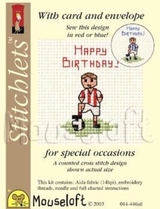 Picture of Mouseloft "Little Footballer" Card Occasions Stitchlets Cross Stitch Kit With Card