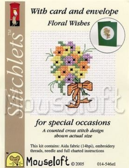 Picture of Mouseloft "Floral Wishes" Card Occasions Stitchlets Cross Stitch Kit With Card