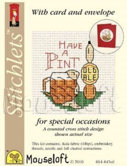Picture of Mouseloft "Have A Pint" Card Occasions Stitchlets Cross Stitch Kit With Card