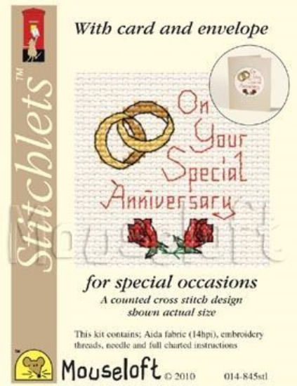 Picture of Mouseloft "Special Anniversary" Card Occasions Stitchlets Cross Stitch Kit With Card