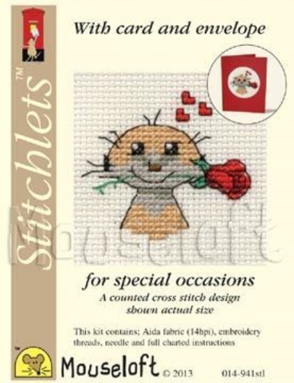 Picture of Mouseloft "Meerkat with Rose" Card Occasions Stitchlets Cross Stitch Kit With Card