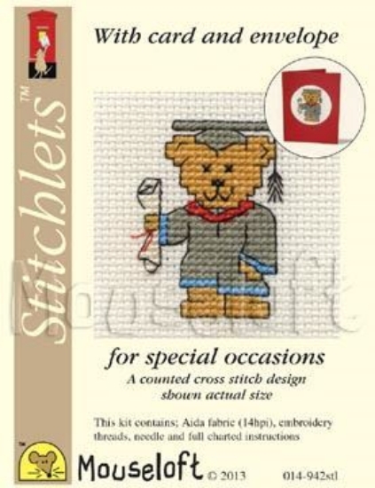 Picture of Mouseloft "Graduation Teddy" Card Occasions Stitchlets Cross Stitch Kit With Card