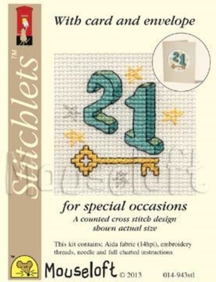 Picture of Mouseloft "Twenty One" Card Occasions Stitchlets Cross Stitch Kit With Card