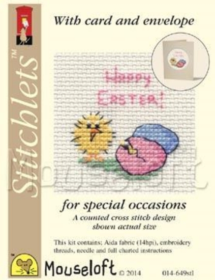 Picture of Mouseloft "Easter Chick & Eggs" Card Occasions Stitchlets Cross Stitch Kit With Card