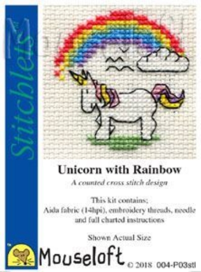 Picture of Mouseloft "Unicorn with Rainbow" Stitchlets Cross Stitch Kit