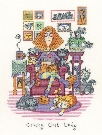 Picture of Crazy Cat Lady - 14ct Aida Cross Stitch Kit