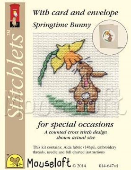 Picture of Mouseloft "Springtime Bunny" Card Occasions Stitchlets Cross Stitch Kit With Card