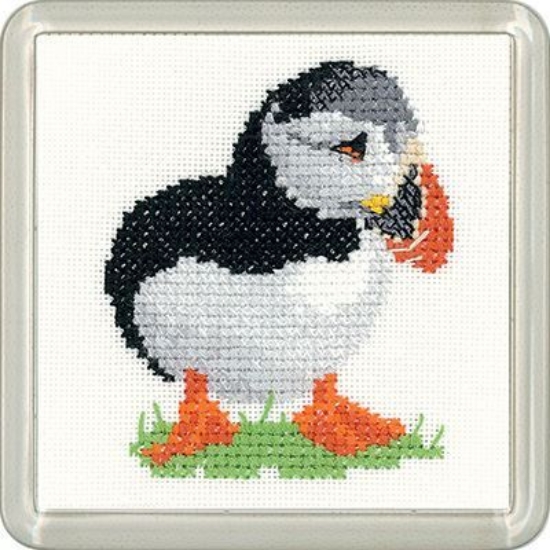 Picture of Puffin - Little Friends Coaster Cross Stitch Kit