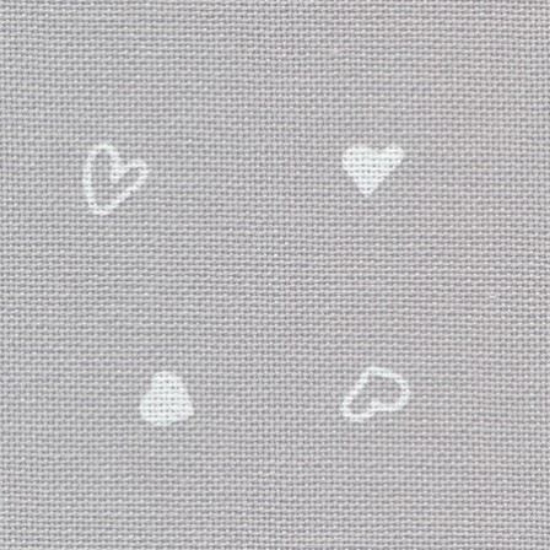 Picture of Zweigart Grey with Hearts 32 Count Murano Cotton Evenweave (7409)