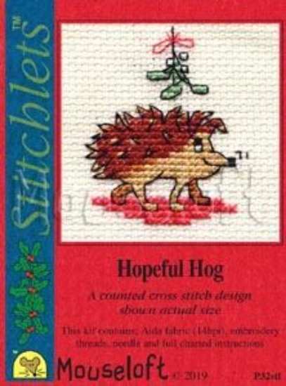 Picture of Mouseloft "Hopeful Hog" Christmas Cross Stitch Kit With Card