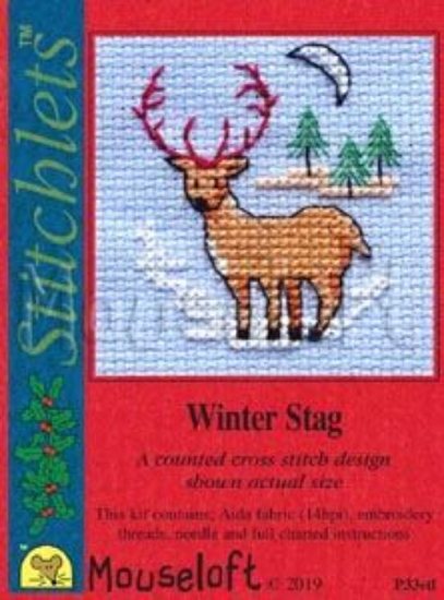 Picture of Mouseloft "Winter Stag" Christmas Cross Stitch Kit With Card