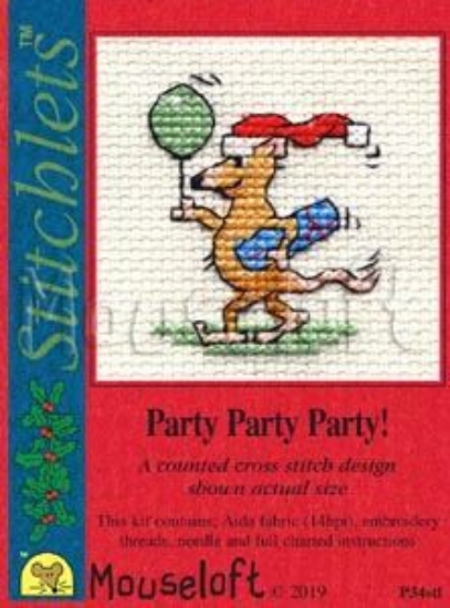 Picture of Mouseloft "Party Party Party!" Christmas Cross Stitch Kit With Card