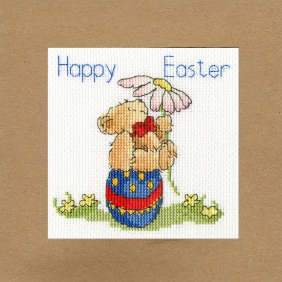 Picture of Easter Teddy Greetings Card Cross Stitch Kit by Bothy Threads