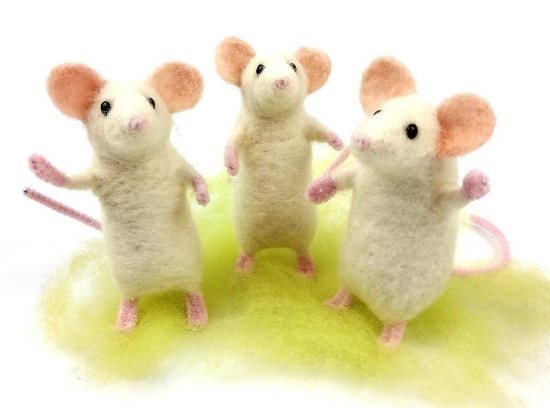 Picture of Three White Mice Needle Felting Kit