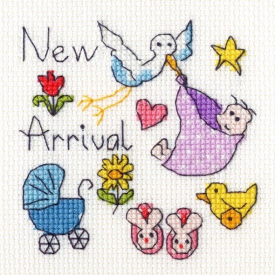 Picture of New Baby Greetings Card Cross Stitch Kit by Bothy Threads