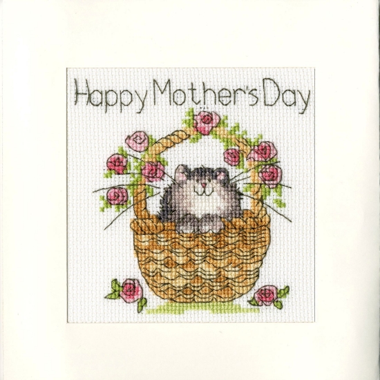 Picture of Basket of Roses Mothers Day Card Cross Stitch Kit by Bothy Threads