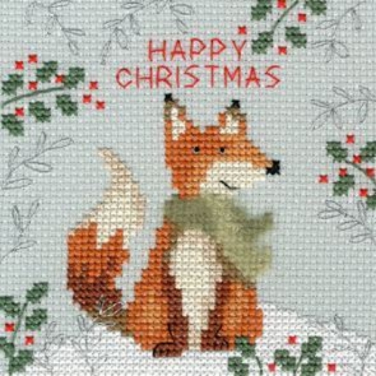Picture of Xmas Fox - Christmas Card Cross Stitch Kit by Bothy Threads