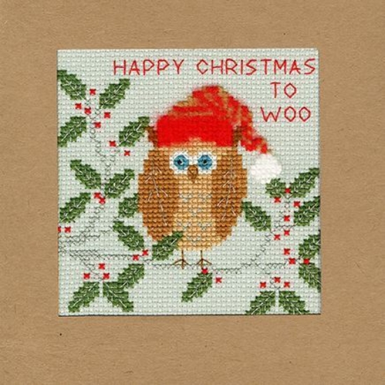Picture of Xmas Owl - Christmas Card Cross Stitch Kit by Bothy Threads