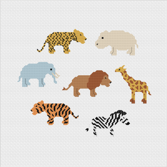 Picture of Safari Animals Cross Stitch Kit by Meloca Designs