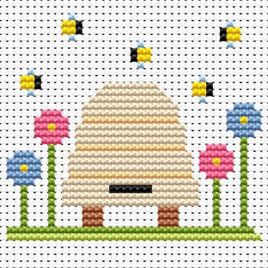 Picture of Bee Hive Simple Stitches by Fat Cat Cross Stitch