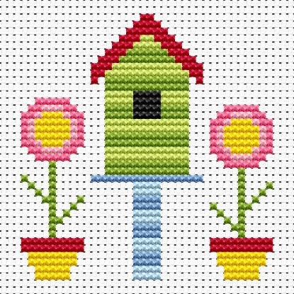 Picture of Birdhouse Simple Stitches by Fat Cat Cross Stitch