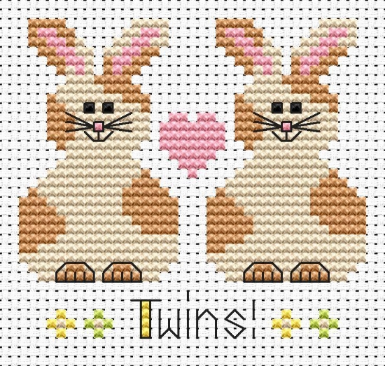 Picture of Twin Bunnies Simple Stitches by Fat Cat Cross Stitch