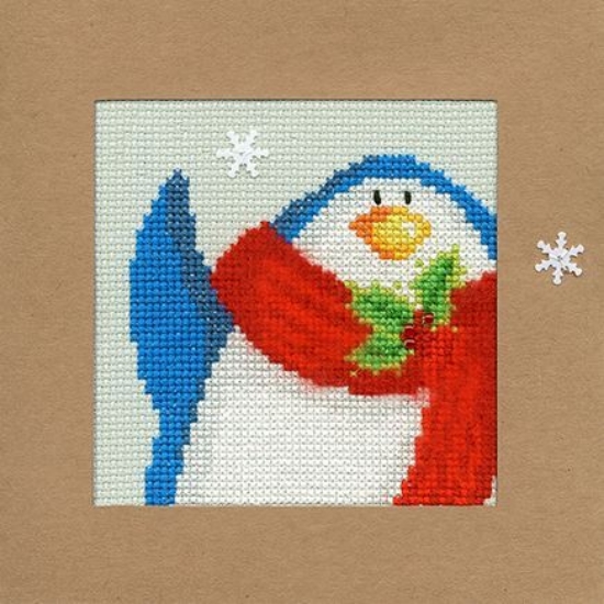 Picture of Snowy Penguin - Christmas Card Cross Stitch Kit by Bothy Threads