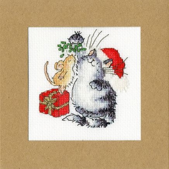Picture of Under The Mistletoe - Christmas Card Cross Stitch Kit by Bothy Threads