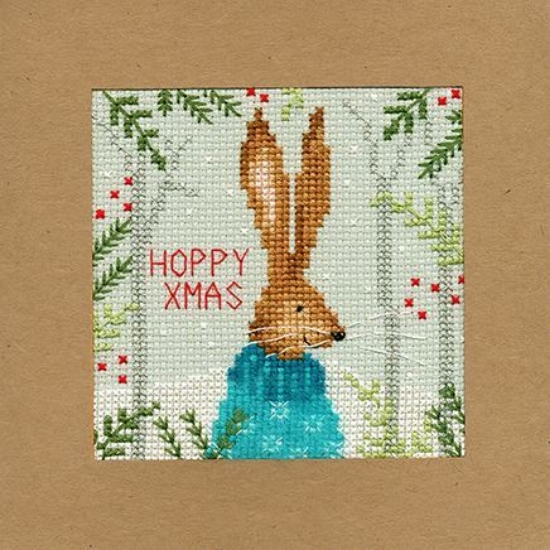 Picture of Xmas Hare - Christmas Card Cross Stitch Kit by Bothy Threads