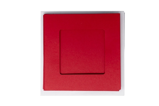Picture of Square aperture square cards - Christmas Red (Pack of 5)