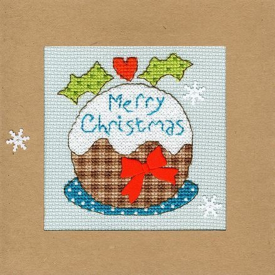 Picture of Snowy Pudding - Christmas Card Cross Stitch Kit by Bothy Threads
