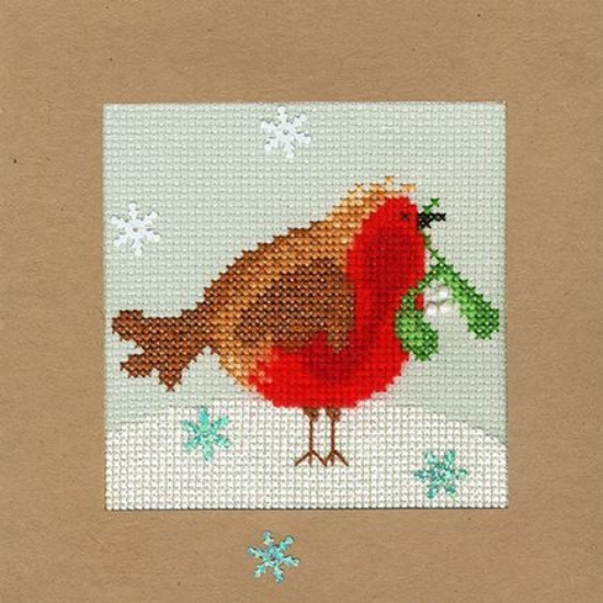 Picture of Snowy Robin - Christmas Card Cross Stitch Kit by Bothy Threads