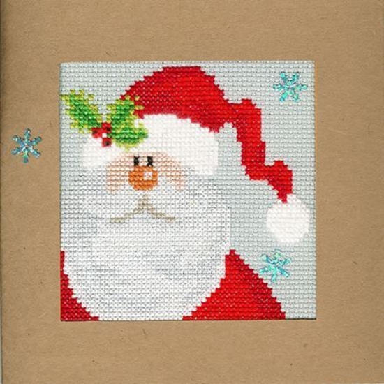 Picture of Snowy Santa - Christmas Card Cross Stitch Kit by Bothy Threads