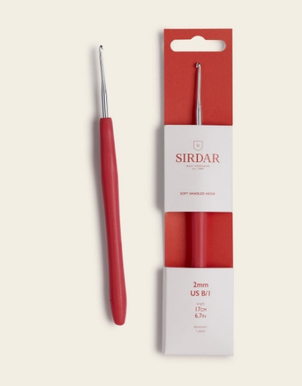 Picture of Sirdar 2mm Aluminium Easy Grip Crochet Hook With Red Soft Touch Handle