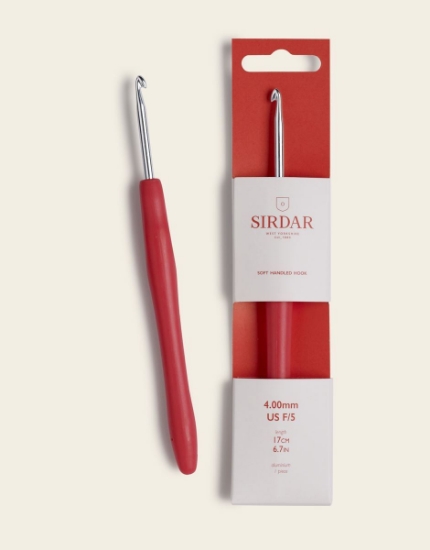 Picture of Sirdar 4mm Aluminium Easy Grip Crochet Hook With Red Soft Touch Handle