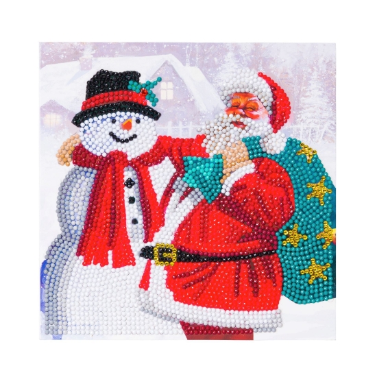 Picture of Santa & Snowman, 18x18cm Crystal Art Card