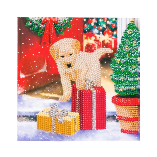 Picture of Labrador Pup, 18x18cm Crystal Art Card
