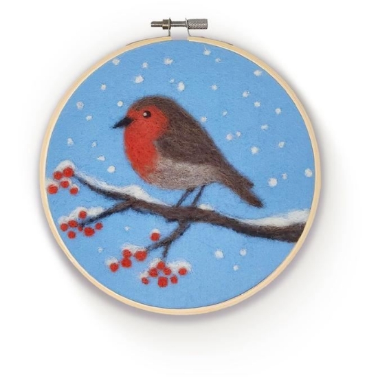 Picture of Robin in a Hoop Needle Felting Kit