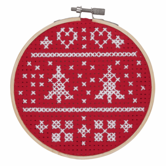 Picture of Nordic Red Cross Stitch With Hoop
