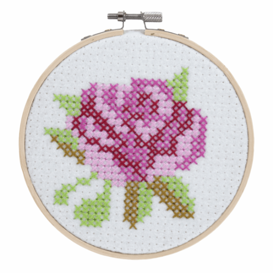Picture of Rose Cross Stitch With Hoop