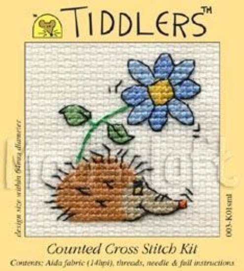 Picture of Mouseloft "Hedgehog with Flower" Tiddlers Cross Stitch Kit