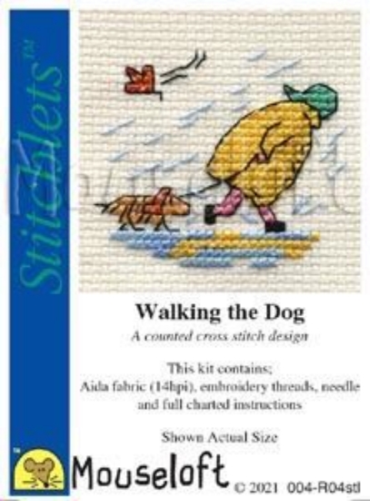 Picture of Mouseloft "Walking the Dog" Stitchlets Cross Stitch Kit