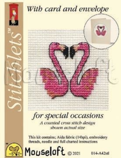 Picture of Mouseloft "Flamingos" Card Occasions Stitchlets Cross Stitch Kit With Card