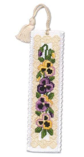 Picture of Victorian Pansies Bookmark Cross Stitch Kit