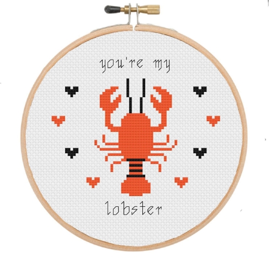 Picture of You're my Lobster 6" Cross Stitch Kit by Sew Sophie Crafts