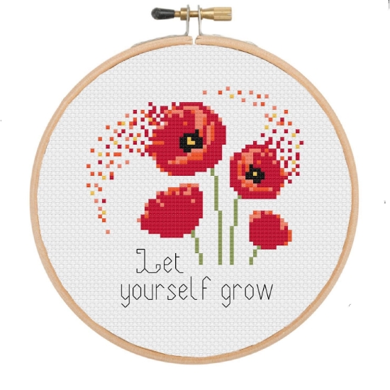 Picture of Let Yourself Grow Poppy 6" Cross Stitch Kit by Sew Sophie Crafts